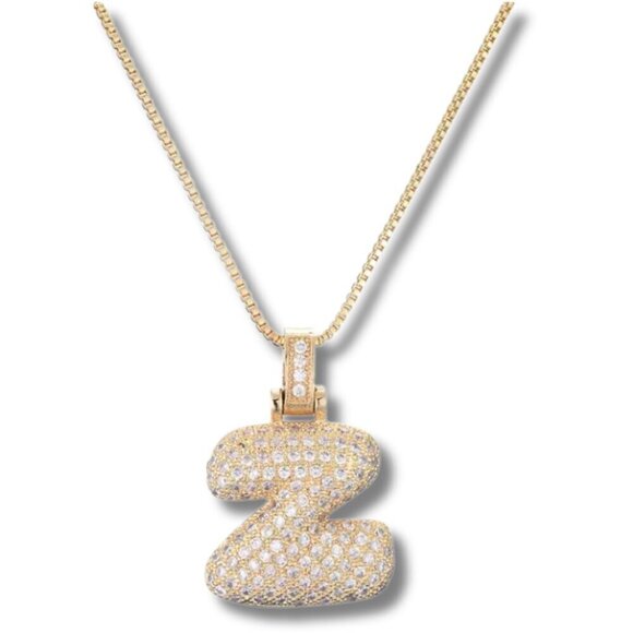 Pendant Letter "Z" Bubble Letter w/Chain Necklace - Picture 1 of 7